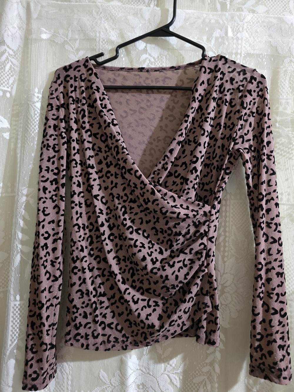 Women’s Mauve Leopard Print Wrap Top by CHICWISH